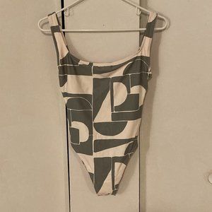 Madewell Second Wave Square-Neck Tank One-Piece Swimsuit in Mod Shapes